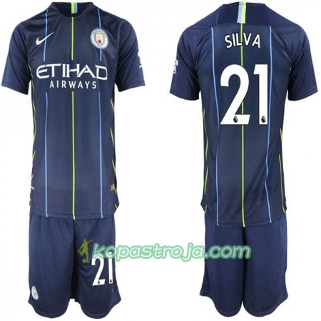Billiga Fotbollströjor Manchester City David Silva 21 Barn Borta tröja 2018/19 Kortärmad